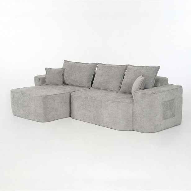 OKWISH ROHOVÁ pohovka 262/144/65 cm šedá z chenille modulární bez montáže