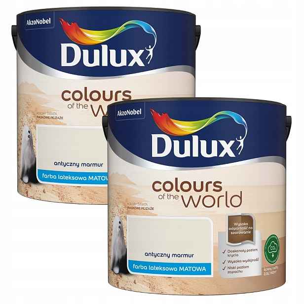 Set Dulux Barvy Světa 2x2,5 Barva Latexová Emulze Antický Mramor 5L