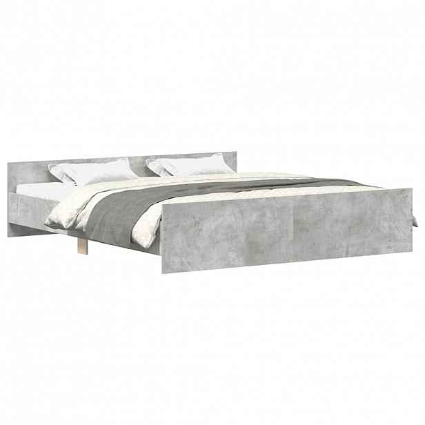vidaXL Rám postele s hlavovým a nožním čelem betonově šedý 180x200 cm