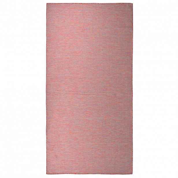 vidaXL Venkovní hladce tkaný koberec 100x200 cm červená