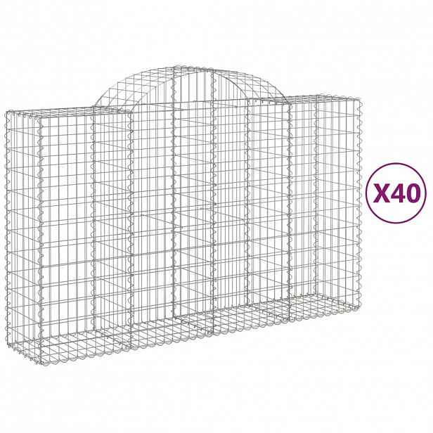 vidaXL Klenuté gabionové koše 40ks 200x50x120/140cm pozinkované železo