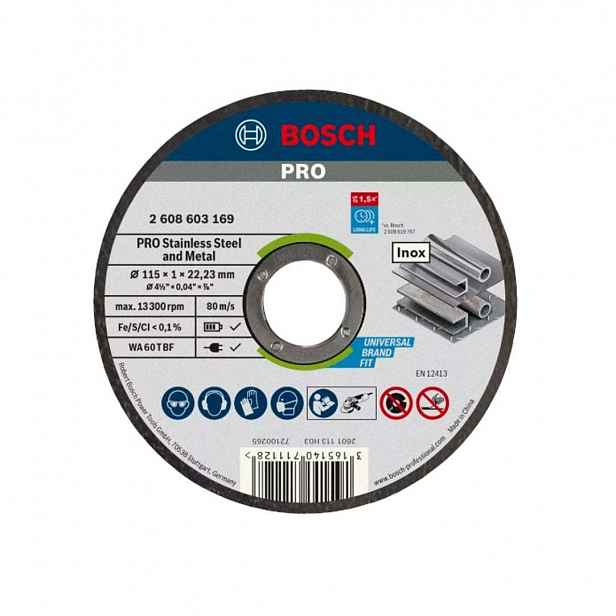 Bosch - Řezný kotouč na nerezovou ocel 115x22,23 mm 2608603169