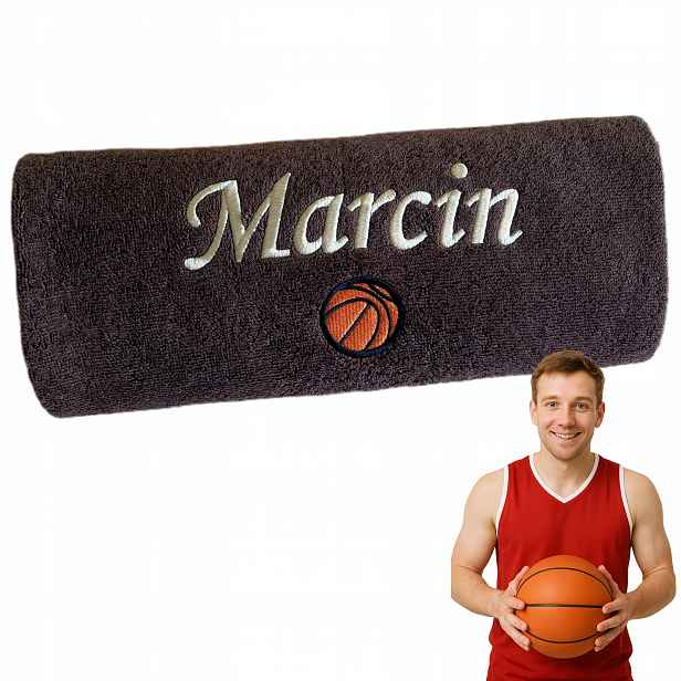 Dárek pro basketbalového fanouška s tlustým ručníkem se jménem a míčem