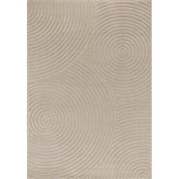 Koberec béžový do obývacího pokoje 160x220 cm, moderní vyřezávaný geometrický vzor boho