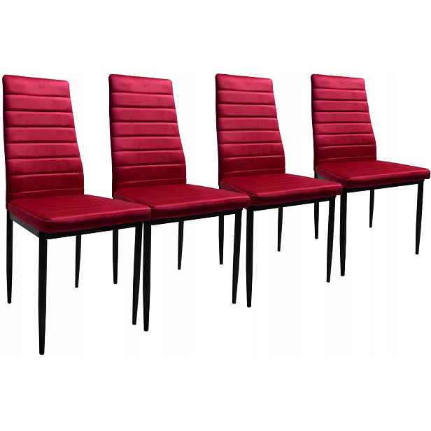Sada 4 židlí Velur Růžově červená Elegance a pohodlí glamour