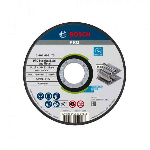 Bosch - Řezný kotouč na nerezovou ocel 115x22,23 mm 2608603170