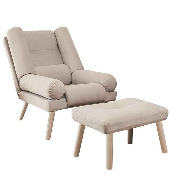 Idohome RELAXAČNÍ KŘESLO LILA s podnožkou, 75/75/95 cm, béžové