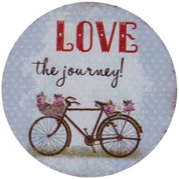 Kovový kulatý magnet Love the journey - Ø 8 cm Clayre & Eef