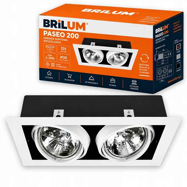 Stropní podomítkové svítidlo Led kostka G53 Pohyblivá lampa Bílá Paseo 200