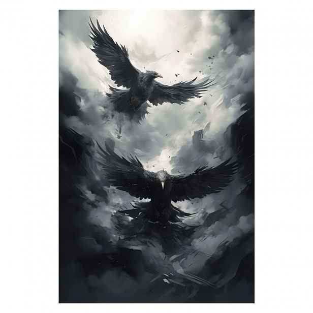 TEMU 1ks Bezrámový Plakát Vrány, HD Canvas Print, Dramatické Vrány v Letu, 30,48x45,72cm, Vysoká Kvalita Dekorace Pro Obývací Pokoj, Ložnici,