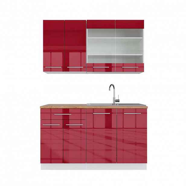 Vicco JEDNOTKOVÁ KUCHYNĚ Fame-Line Bordeaux vysoký lesk/bílá 140 cm , PD Dub