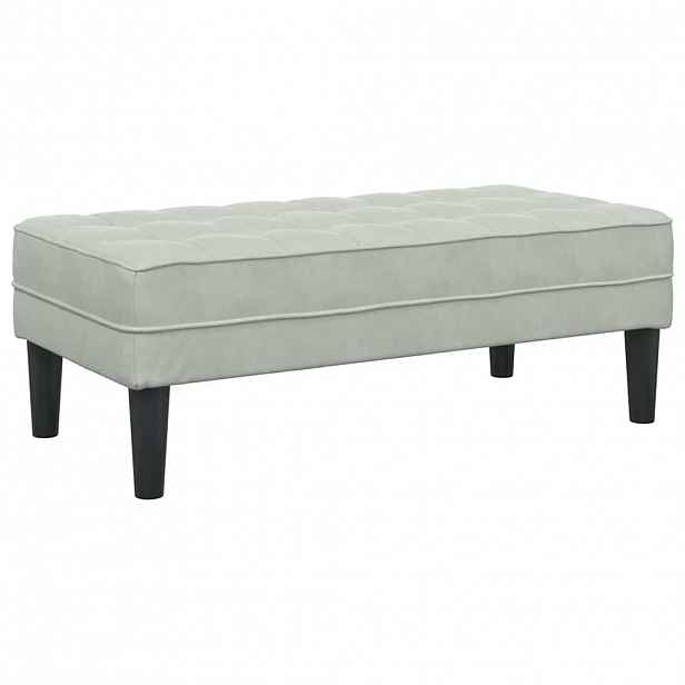 vidaXL lavice s polštářem Světle šedá 113 x 57 x 39 cm samet
