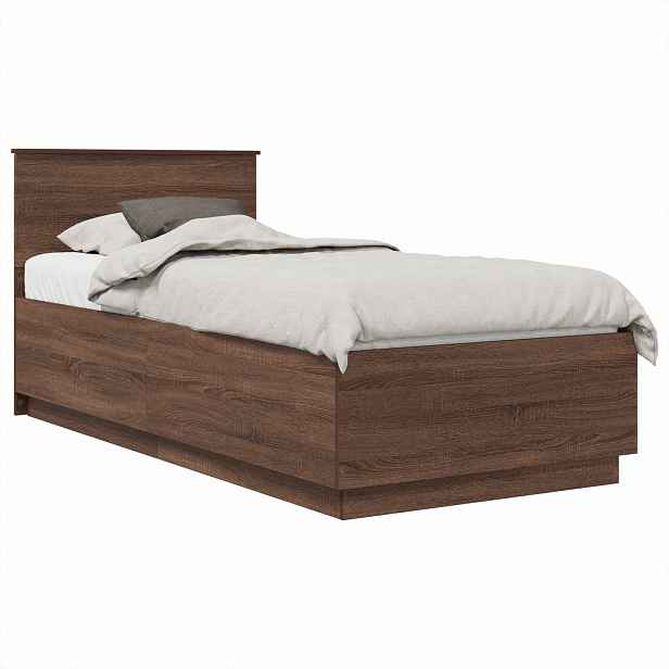 vidaXL Rám postele s čelo Hnědý dub 70 x 190 cm Kompozitní dřevo