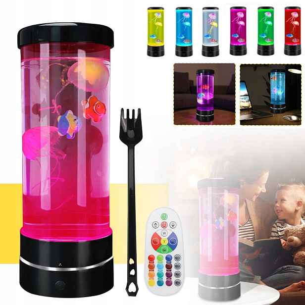 Led Lávová Lampa S Medúzami A Šašky Noční Lampa Rgb Na Akvarijní Stůl