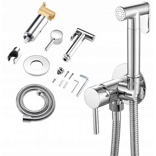 Nástěnná Bidetová Baterie Podomítková Pro Bidet Hadice Sprchová Hlavice Chrom