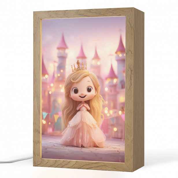 OnlyWow NOČNÍ LAMPIČKA Princezna - Růžová - Zámek 20x30 cm