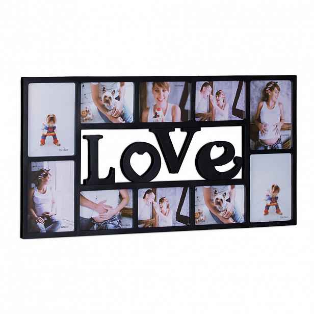 Relaxdays FOTORÁMEČEK Černý koláž LOVE na 10 fotek 37x72 cm