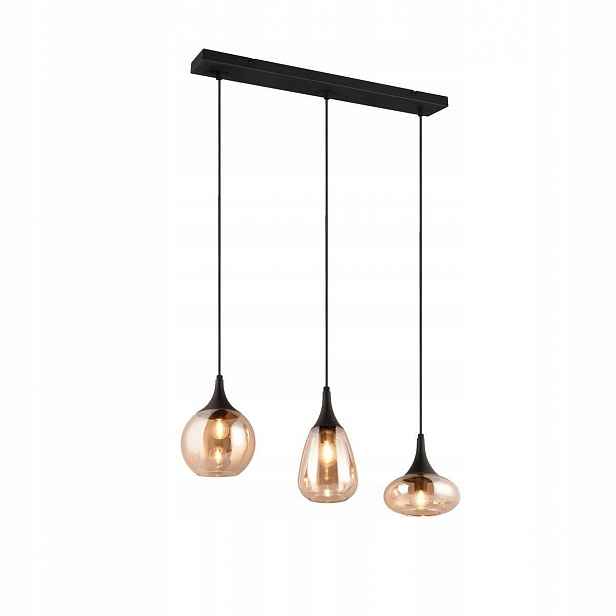 Závěsná lampa Lustr Kov Sklo Černá 3xE14 Vestari Nastavitelná Trio