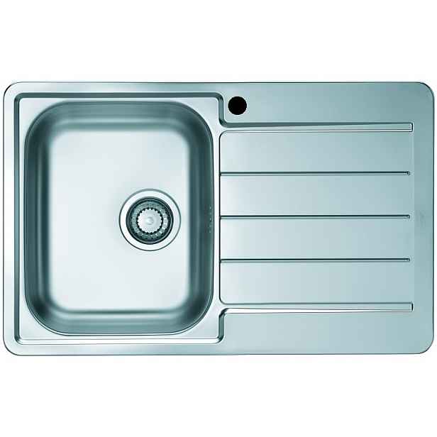 Alveus Line 80 Satin nerezový obdélníkový dřez 790x500x160 mm s odkládací plochou a otvorem na baterii - dřez vlevo