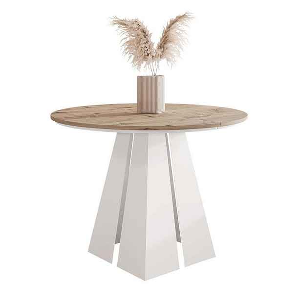Idohome JÍDELNÍ STŮL FORTE rozkládací 100/76 cm, bílý / dub Artisan