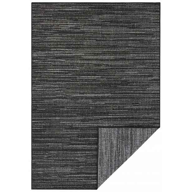 Koberec na terasu 120x170, černošedý oboustranný, plochý tkaný provázkový materiál