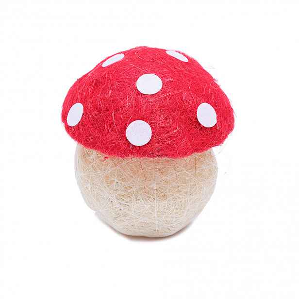 Podzimní dekorace houba muchomůrka, 20 cm, drátěná, výplet z příze