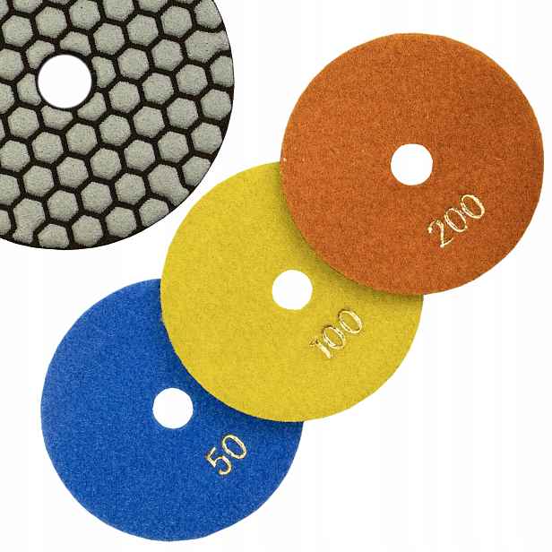 Set Pad Leštící Disk Gradace 50, 100, 200, průměr 100 mm Hefajstos