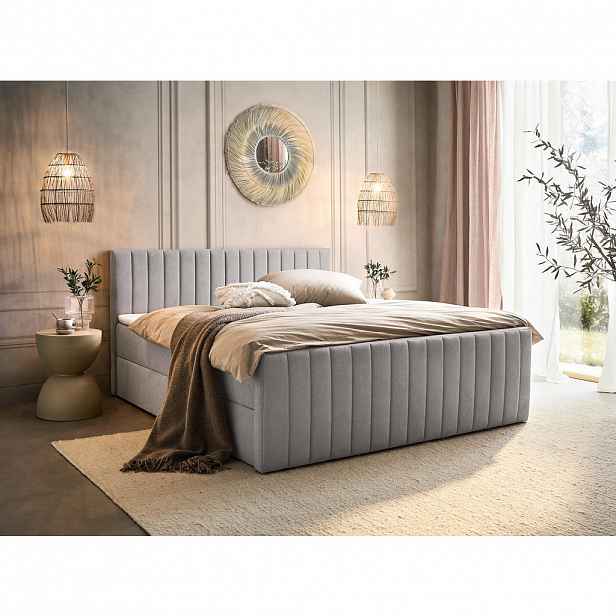 Boxxx AMERICKÁ POSTEL, 180/200 cm, světle šedá