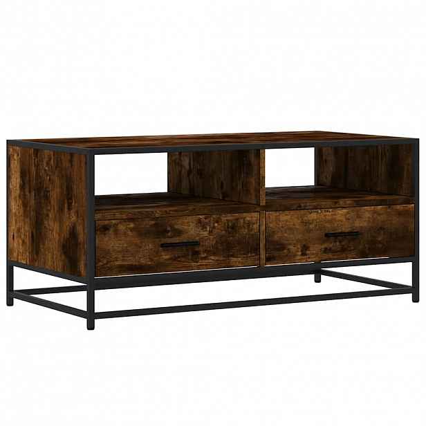 vidaXL Konferenční stolek kouřový dub 100 x 50 x 45 cm kompozit a kov