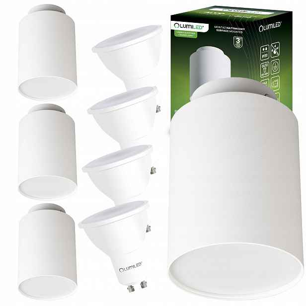 4x Nástěnné svítidlo 6W Halogenová Spot Tuba stropní svítidlo Led GU10 3000K