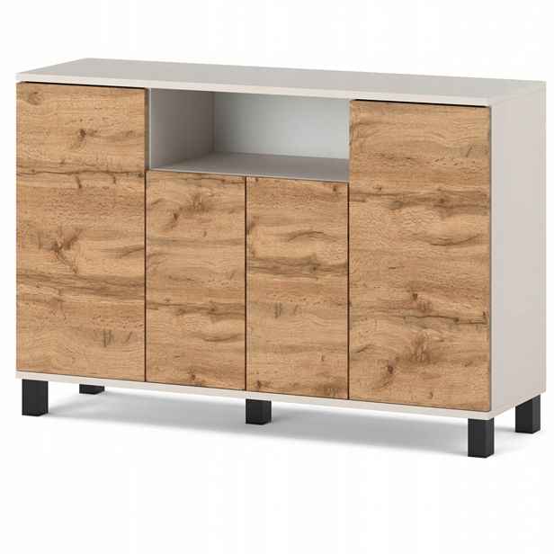 Komoda Kaszmir Wotan 120 CM 4 Dvířka Moderní Skříňka Do Obývacího Pokoje Ložnice
