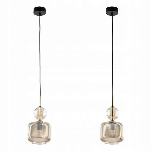 Tk Lighting Sada 2 x Závěsné Stropní Svítidlo Převis Černá Metal Glamour