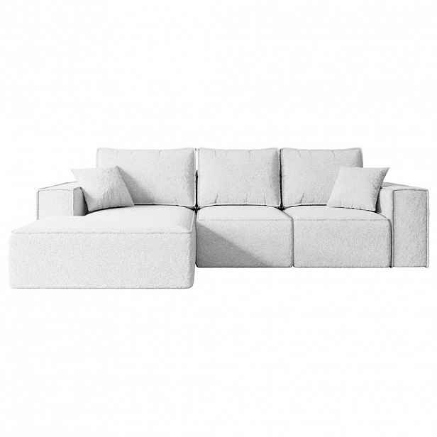 ALTDECOR ROHOVÁ SEDACÍ SOUPRAVA s funkcí lůžka a úložným prostorem SERRA-L-S – 266 x 161 x 87 cm, bílá buklé