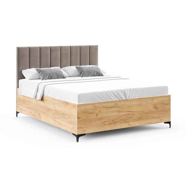 FDM Postel Sierra se zvedacím roštem Paris šedo-hnědá/dub craft, velikost 120x200