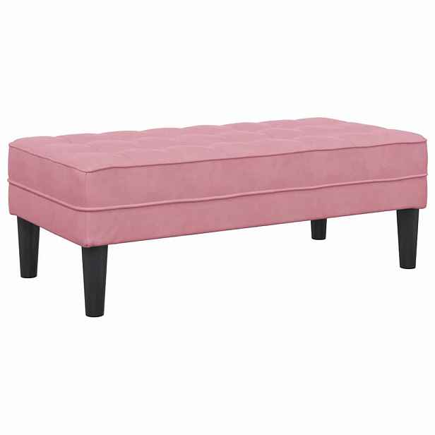vidaXL lavice s polštářem Růžová 113 x 57 x 39 cm samet