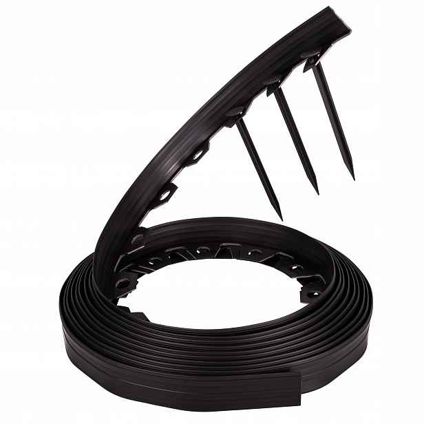 Zahradní lem trávníku z plast 10x10 m černý 4 cm