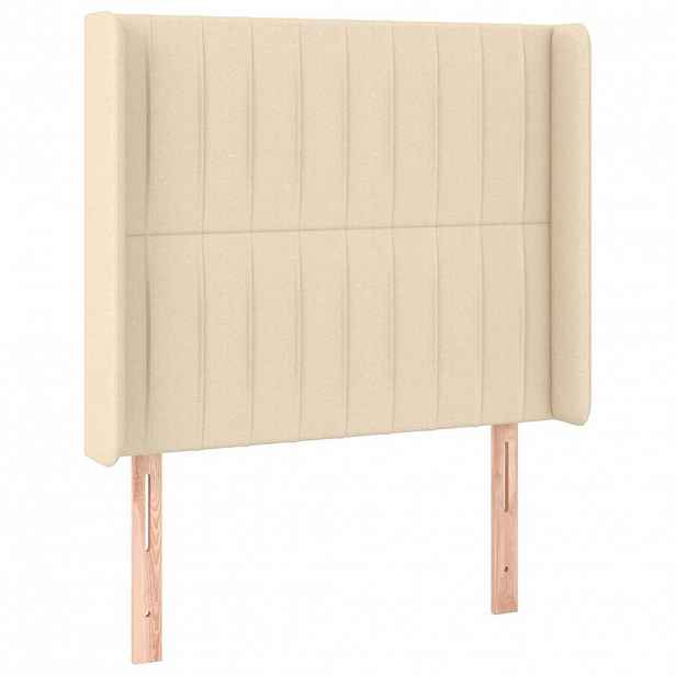 vidaXL Čelo postele typu ušák krémové 83x16x118/128 cm textil
