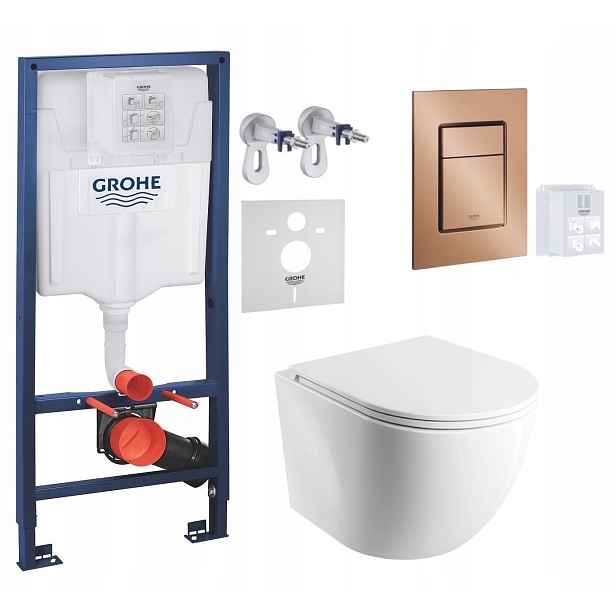 Wc stojan Grohe Rapid Sl s mísou Omnires a tlačítkem kartáčovaná měď