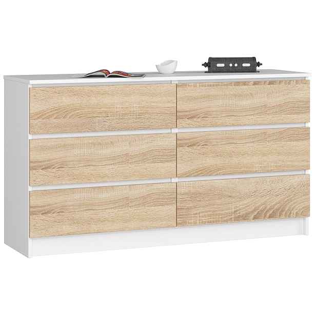 Ak furniture Komoda Rollo K 140 cm bílá/dub sonoma