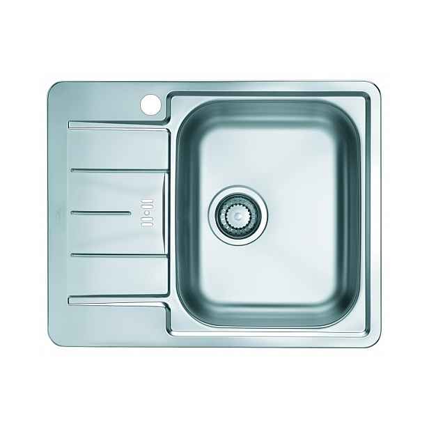 Alveus Line 60 Satin nerezový obdélníkový dřez 615x500x160 mm s odkládací plochou a otvorem na baterii - dřez vpravo