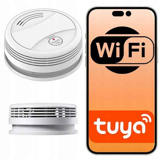 Detektor kouře na baterie s Sirénou Wifi Tuya smart