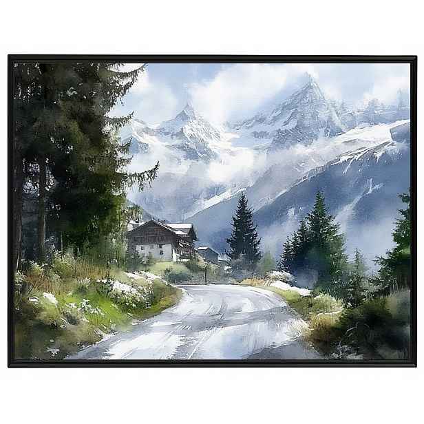 Plakát Rámeček Hliníkový Krajina Švýcarsko Alpy Hora Jungfrau Silnice 80x60