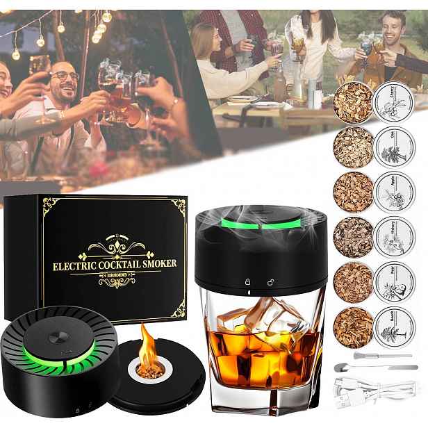 Sada Na Uzení Whisky Elektrický Smoker Se 6 Dřevěnými Hoblinami TP-20