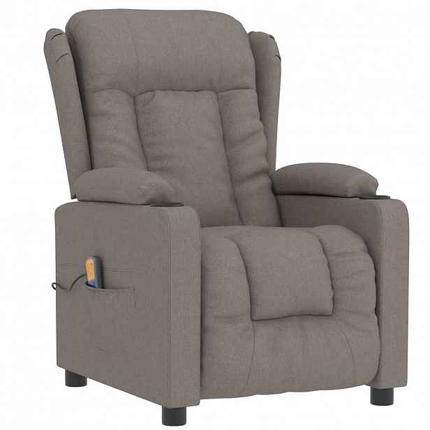 vidaXL Masážní křeslo taupe textil