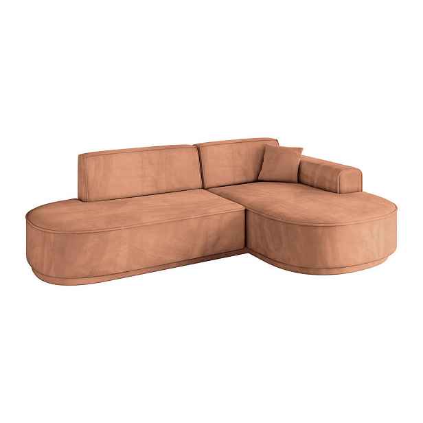 ALTDECOR ROHOVÁ SEDAČKA s otomanem, pravá MARI-L1-v3 243x171x83 Meruňková Velur