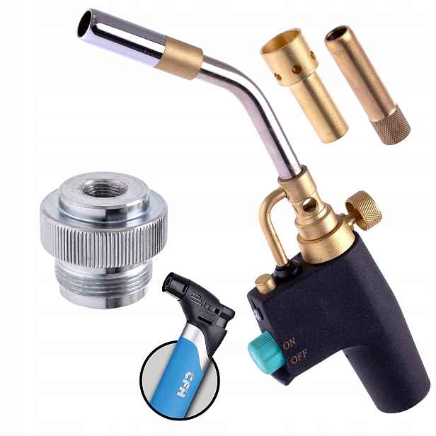 Plynový Hořák Mapp Pro Piezo Pájení 3 Trysky Kovový Adaptér 7/16 Cfh