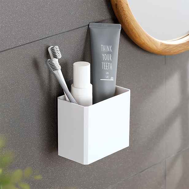 TEMU 1ks Moderní minimalistická úložná krabička do koupelny s odvodňovací funkcí, držák na hřeben, zubní pastu a zubní kartáček, malá úložná krabička