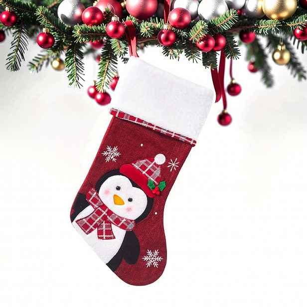 TEMU Vlastní vyšívané vánoční ponožky, klasický styl, polyester, slavnostní vánoční dekorace, bez peří, s designy starého sněhuláka, tučňáka a sobů,