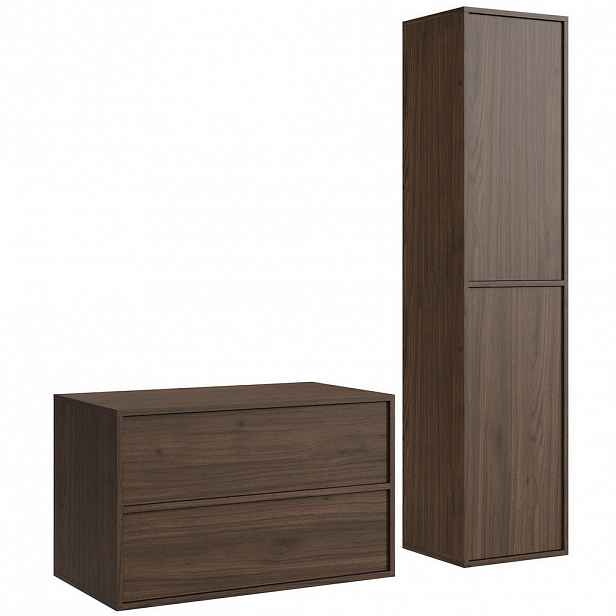 Badplaats KOUPELNOVÁ SESTAVA Mali 80 cm hnědý ořech - s vysokou skříňkou - 80 x 46 x 49 cm