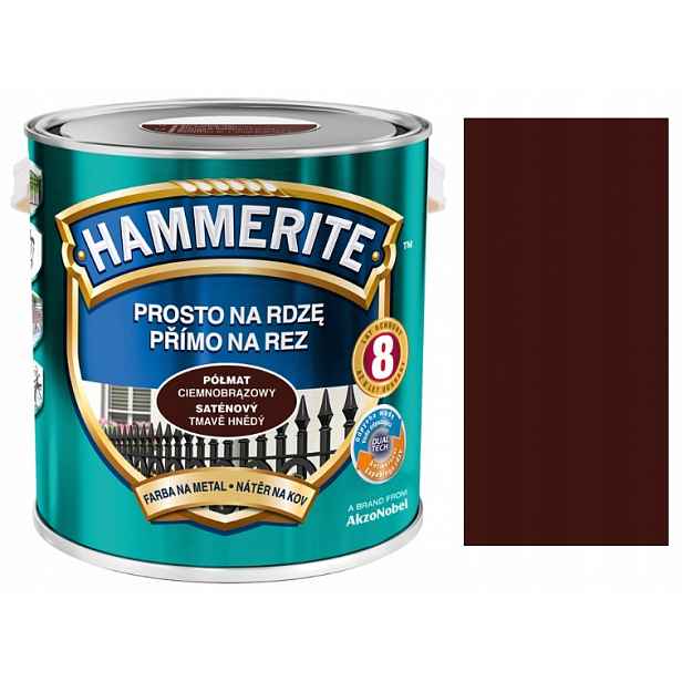 Hammerite Přímo Na Rzi, Polomatný, Tmavě Hnědý, 2,5 L